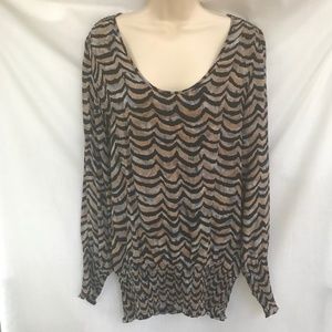 100% Silk Primrose Blouse with Scalloped Stripes